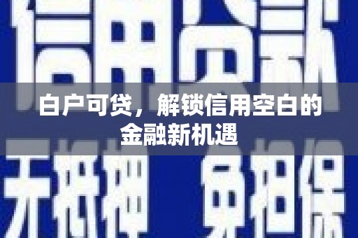虞城白户可贷，解锁信用空白的金融新机遇