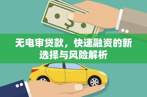 虞城无电审贷款，快速融资的新选择与风险解析