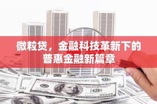 虞城微粒贷，金融科技革新下的普惠金融新篇章