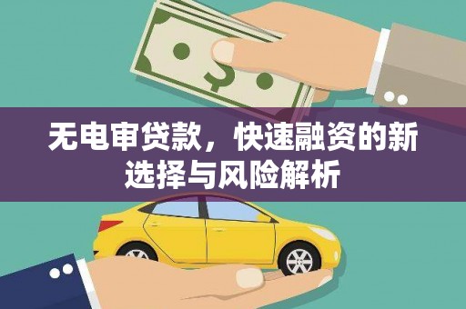 虞城无电审贷款，快速融资的新选择与风险解析