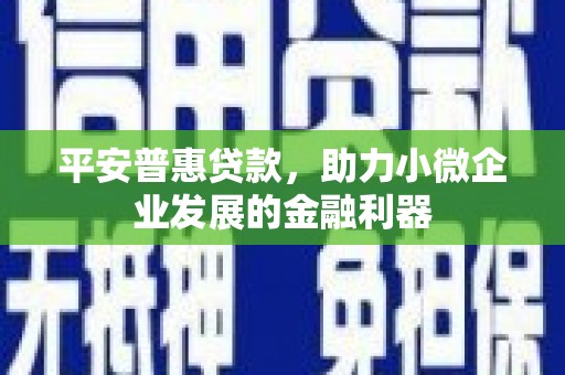 虞城平安普惠贷款，助力小微企业发展的金融利器