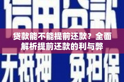 虞城贷款能不能提前还款？全面解析提前还款的利与弊